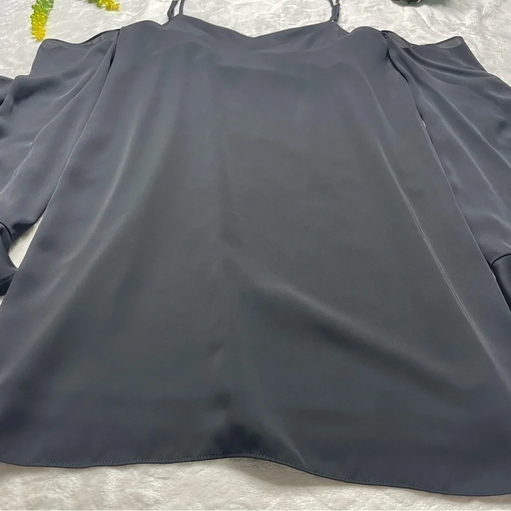 Amanda Uprichard Gianna Cold Shoulder Ruffle Sleeve Shift Dress in Black Size S